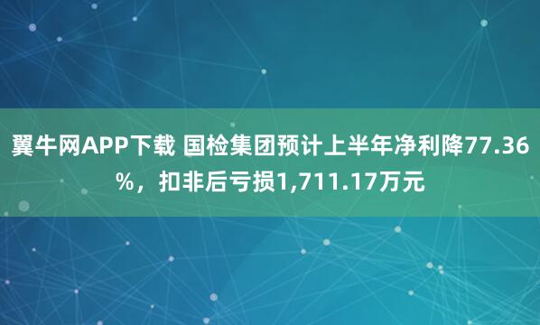 翼牛网APP下载 国检集团预计上半年净利降77.36%,扣非后亏损1,711.17万元