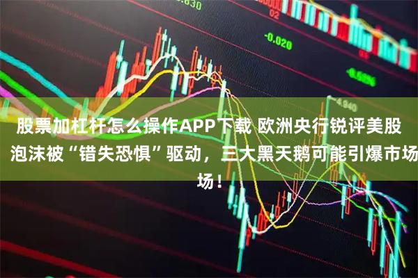 股票加杠杆怎么操作APP下载 欧洲央行锐评美股：泡沫被“错失恐惧”驱动，三大黑天鹅可能引爆市场！